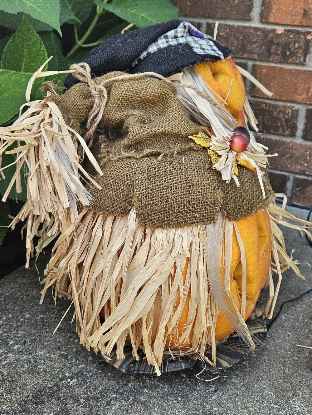 Vintage '03 Gemmy Fiber Optic 3 Pumpkins Trio Scarecrow Jack O Lantern Halloween